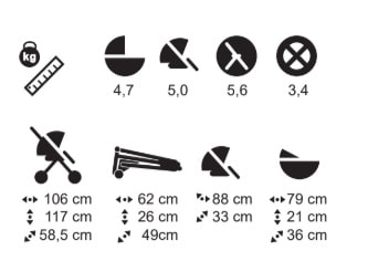 Adamex Reggio Dimensions de la poussette 