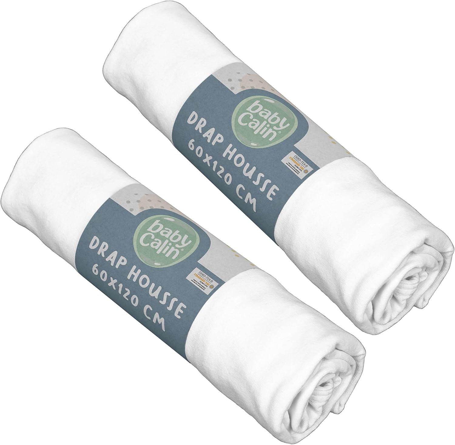 Lot de 2 draps housse 60x120 cm coton