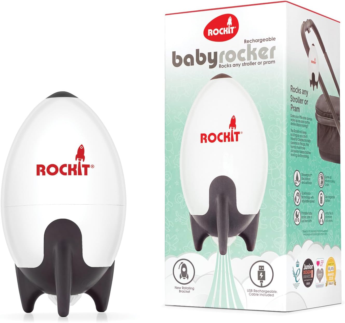Rockit Rocker Rechargeable - Berceur automatique pour poussette USB-C