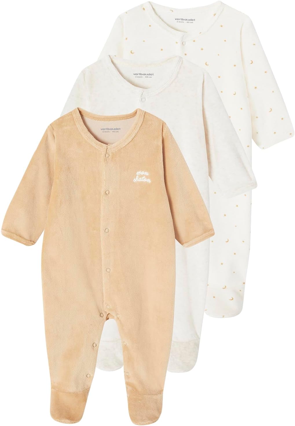 Lot de 3 pyjamas naissance velours